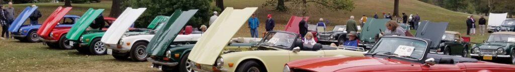 Row of Triumph sports cars at the SVBCC annual car show