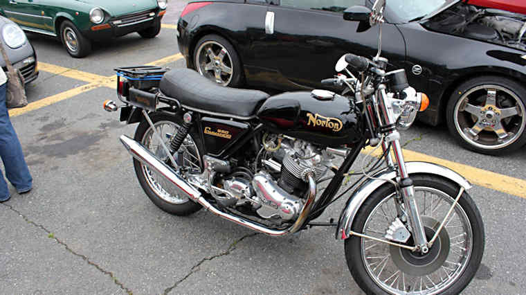 Norton 850 Commando British motorcycle at Cars & Coffee in Charlottesville, Virginia