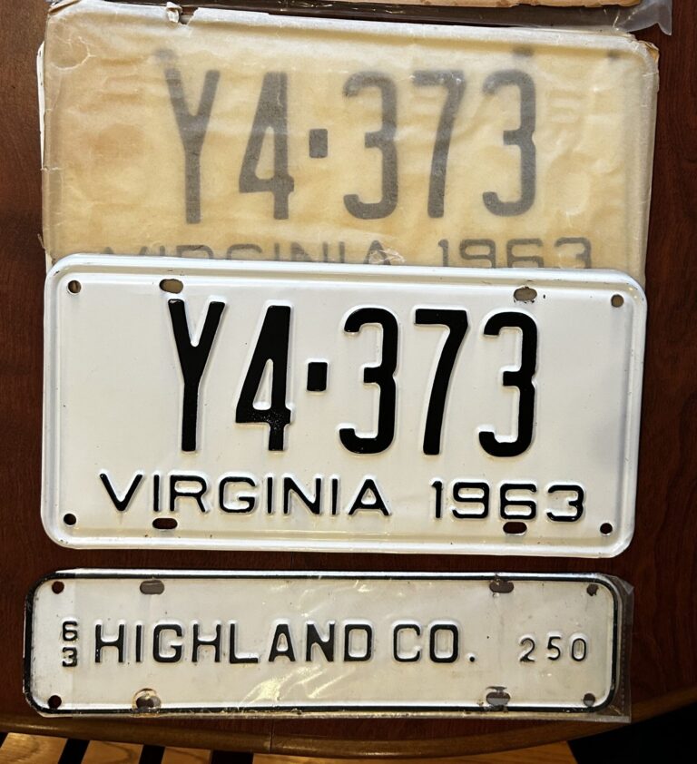 Vintage Virginia license plates from 1963
